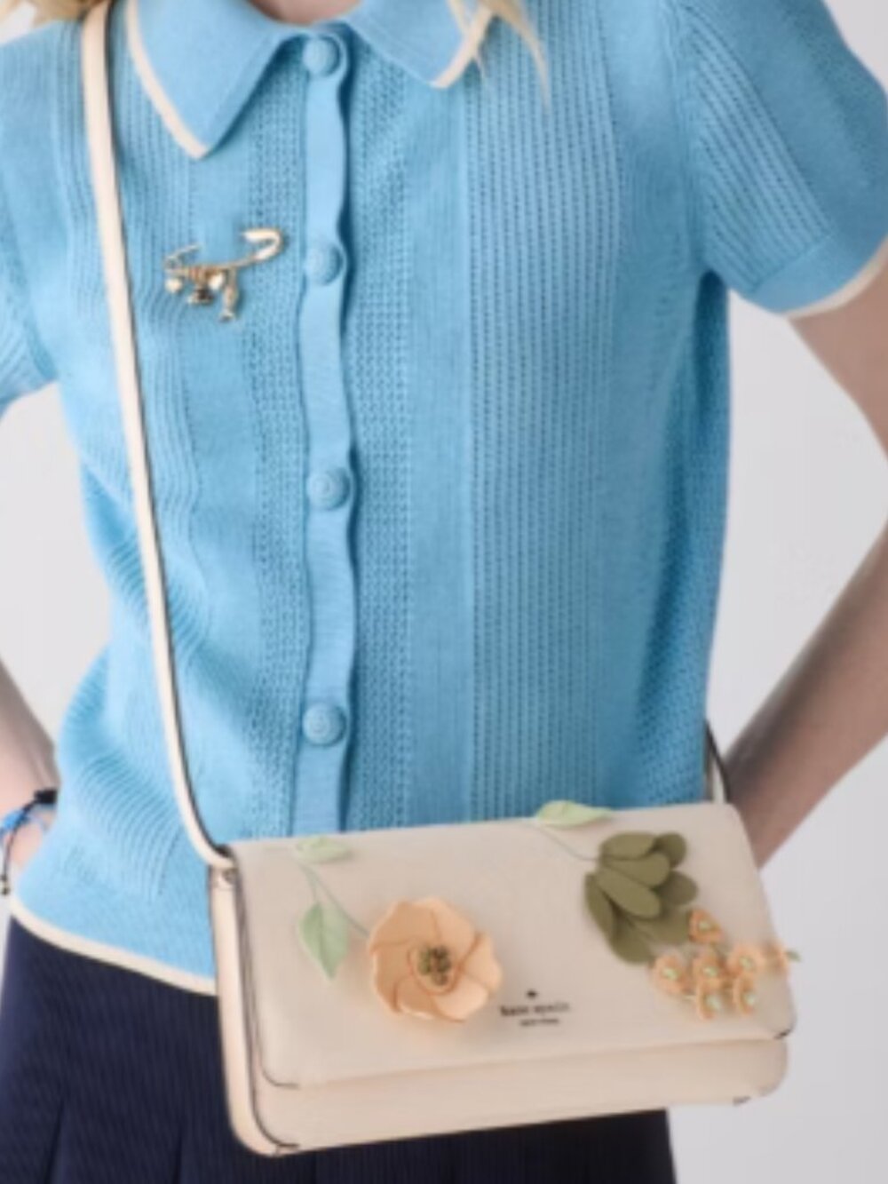 kate spade Cream Floral Applique Crossbody Bag